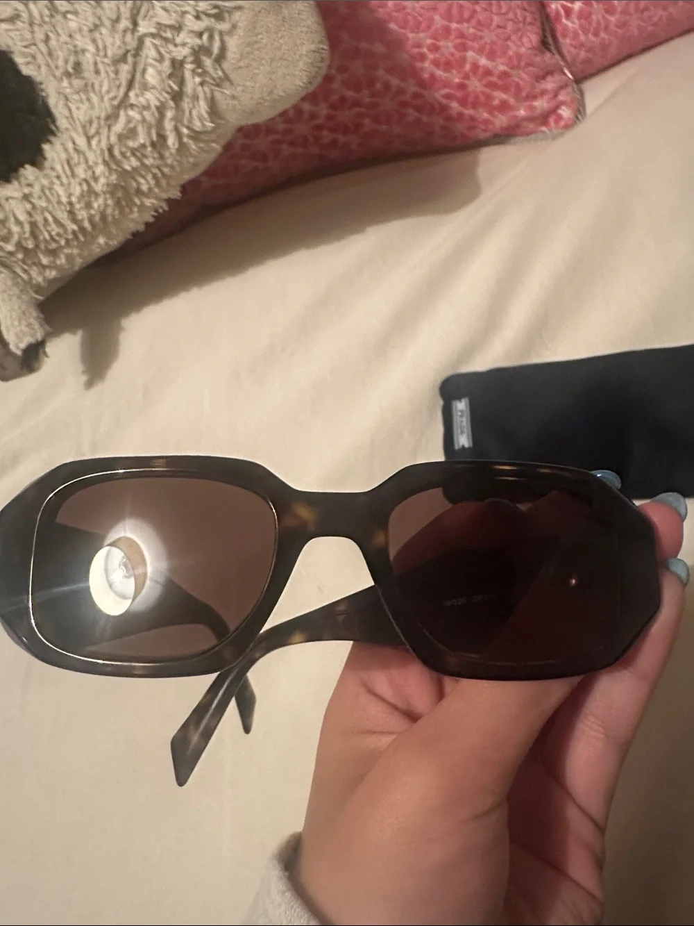 Prada Brown Tortoise Rectangular Sunglasses with Pouch